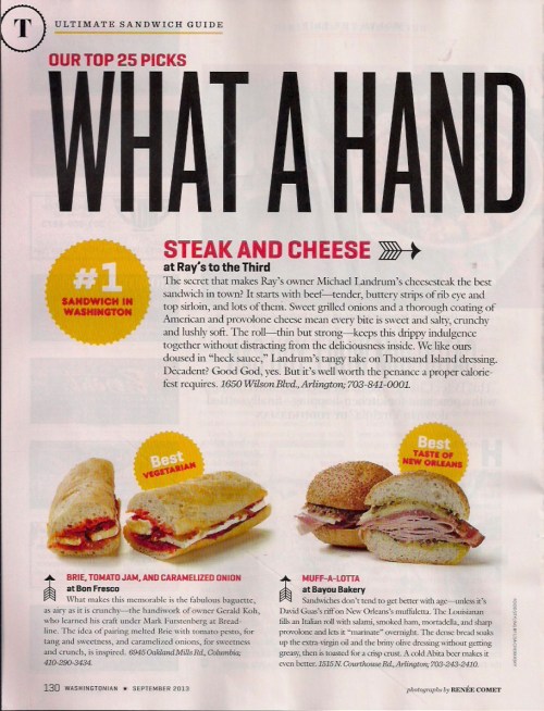 Washingtonian Sandwiches Page 1